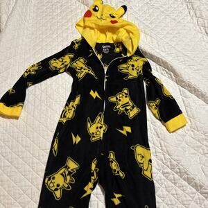 Pokemon Pikachu One Piece Pajama Outfit Youth XS (6/7) S Black Hooded